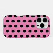 Coque iPhone 16 Pro Pois roses et noirs (Verso Horizontal)