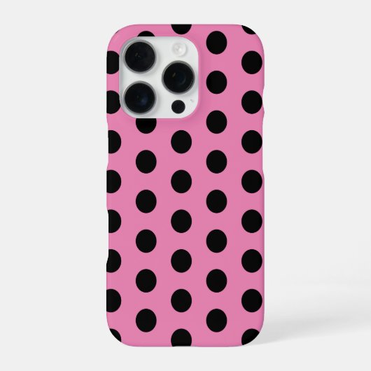 Coque iPhone 16 Pro Pois roses et noirs (Verso)