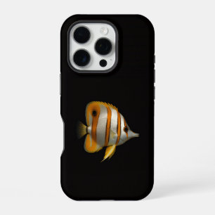 Coque iPhone 16 Pro Poisson-papillon de récif Black 4 Luxe iPhone 16 P
