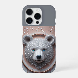 Coque iPhone 16 Pro Portrait de tête d'ours moderne qui dégouline avec