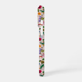 Coque iPhone 16 Pro Poulets et fleurs sauvages sur coton bonbon rose (Côté gauche)