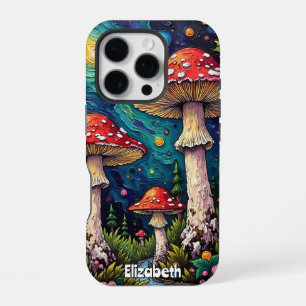 Coque iPhone 16 Pro Prairie Champignon Pin Cosmique