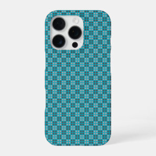 Coque iPhone 16 Pro Protecteur iPhone bleu micro-carreaux
