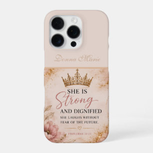 Coque iPhone 16 Pro Proverbes 31:25 Inspirant Fort & Digne