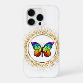 Coque iPhone 16 Pro Rainbow Butterfly in a Golden Circle  (Verso)