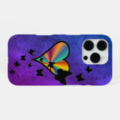 Coque iPhone 16 Pro Rainbow heart and Butterfly (Verso Horizontal)