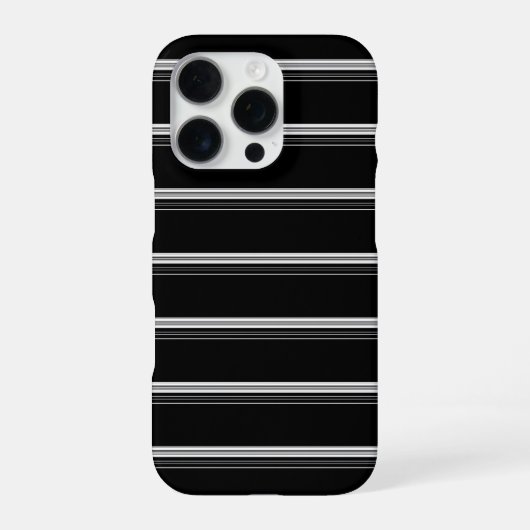 Coque iPhone 16 Pro Rayé noir blanc chic  (Verso)