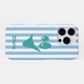 Coque iPhone 16 Pro Rayure bleu ciel Mint Sourire excentrique (Verso Horizontal)