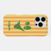 Coque iPhone 16 Pro Rayure orange verte sourire original (Verso Horizontal)