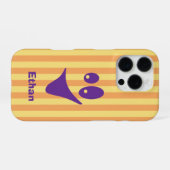 Coque iPhone 16 Pro Rayure Orange Violet Sourire Excentrique (Verso Horizontal)