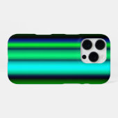 Coque iPhone 16 Pro Rayures arc-en-ciel bleu vert (Verso Horizontal)