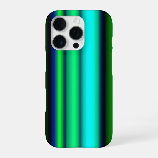Coque iPhone 16 Pro Rayures arc-en-ciel bleu vert (Verso)