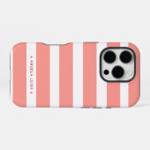 Coque iPhone 16 Pro Rayures de cabane rose corail mignon (Verso Horizontal)