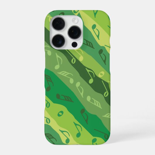 Coque iPhone 16 Pro Rayures de note de musique Verts (Verso)