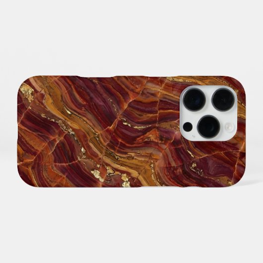 Coque iPhone 16 Pro red and gold marble (Verso Horizontal)