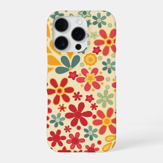 Coque iPhone 16 Pro Retro. Motifs floraux (Verso)