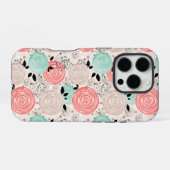 Coque iPhone 16 Pro Rétro, roses (Verso Horizontal)