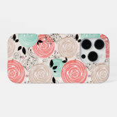 Coque iPhone 16 Pro Rétro, roses (Verso Horizontal)
