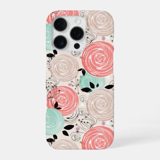 Coque iPhone 16 Pro Rétro, roses (Verso)