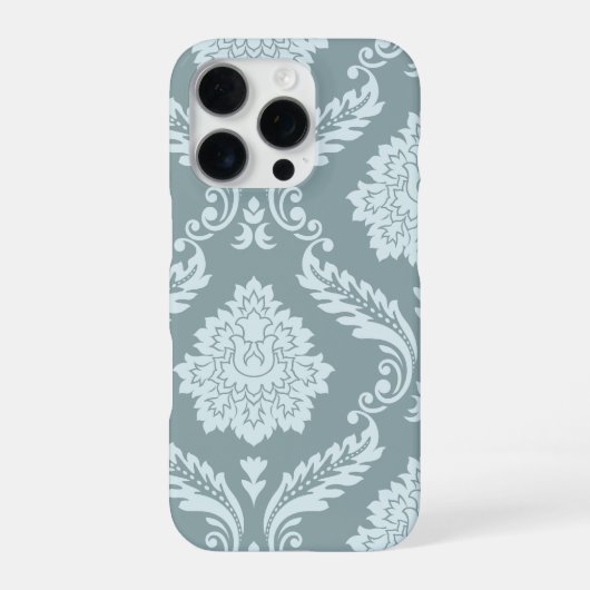 Coque iPhone 16 Pro Rococo Damask Art I Duck Egg Blue+Teal (Verso)