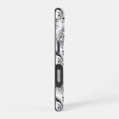 Coque iPhone 16 Pro Rococo Damask Line Pattern Black on White (Côté droit)
