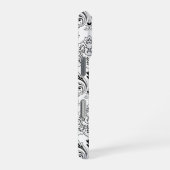 Coque iPhone 16 Pro Rococo Damask Line Pattern Black on White (Côté droit)