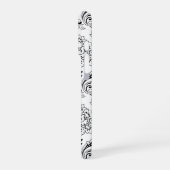 Coque iPhone 16 Pro Rococo Damask Line Pattern Black on White (Côté gauche)