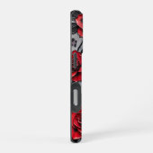 Coque iPhone 16 Pro Roses rouges dynamiques sur toile texturée (Côté droit)