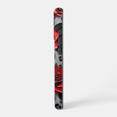 Coque iPhone 16 Pro Roses rouges dynamiques sur toile texturée (Côté gauche)