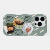 Coque iPhone 16 Pro Sage green hexagon Mom Photo Collage (Verso Horizontal)