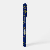 Coque iPhone 16 Pro Sagittaire Zodiac+Astrologie Symboles Ptn Gld+Blue (Côté droit)