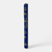 Coque iPhone 16 Pro Sagittaire Zodiac+Astrologie Symboles Ptn Gld+Blue (Côté gauche)