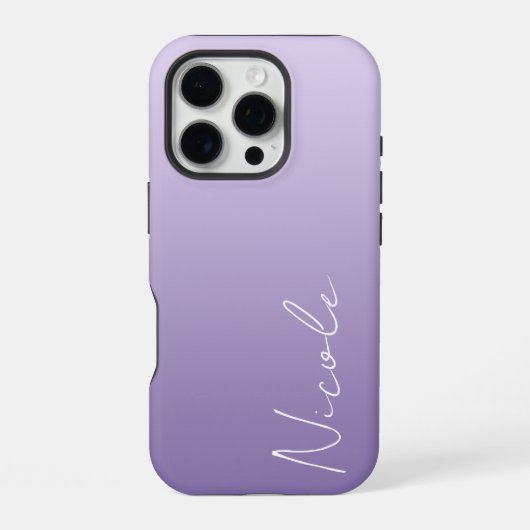 Coque iPhone 16 Pro Script d'écriture manuscrite à dégradé violet pers (Verso)