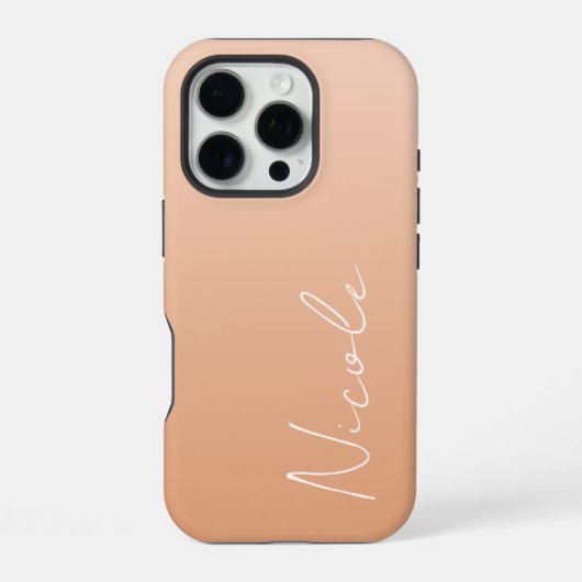 Coque iPhone 16 Pro Script d'écriture manuscrite orange dégradé person (Verso)