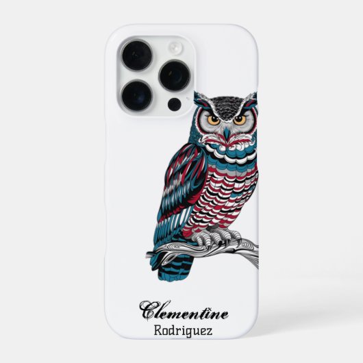 Coque iPhone 16 Pro Sculpture de hibou en bois complexe (Verso)