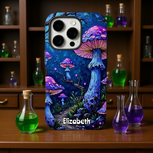 Coque iPhone 16 Pro Sentier de champignons au clair de lune