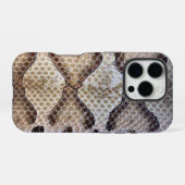 Coque iPhone 16 Pro Serpent à sonnette à sonnettes à dos de diamant (Verso Horizontal)