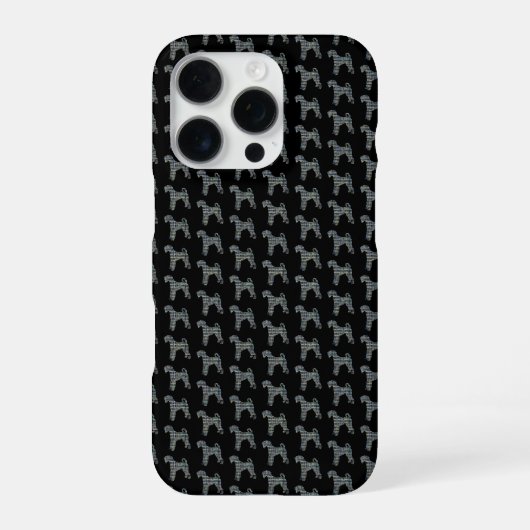 Coque iPhone 16 Pro Silhouette de chien Airedale Terrier Grille jaune (Verso)