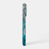 Coque iPhone 16 Pro Sirène personnalisée Teal Silver Sparkle (Côté droit)