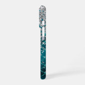 Coque iPhone 16 Pro Sirène personnalisée Teal Silver Sparkle (Côté gauche)