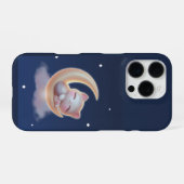 Coque iPhone 16 Pro Sleeping Kitten on Moon – Cute Kawaii Phone Case (Verso Horizontal)