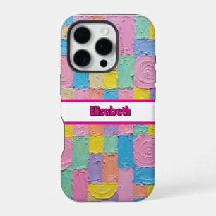 Coque iPhone 16 Pro Smartphone Abstrait géométrique Pastel texturé