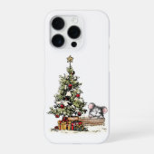 Coque iPhone 16 Pro Souris de Noël sous l'arbre (Verso)