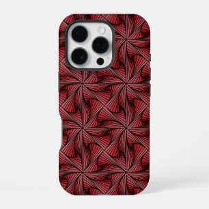 Coque iPhone 16 Pro Spirale torsadée géométrique 3D rouge