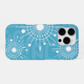 Coque iPhone 16 Pro Sputnik atomique moderne Snowflake Noël Aqua (Verso Horizontal)