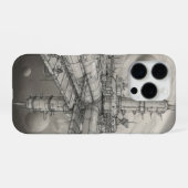 Coque iPhone 16 Pro Station spatiale futuriste en orbite autour d'une (Verso Horizontal)