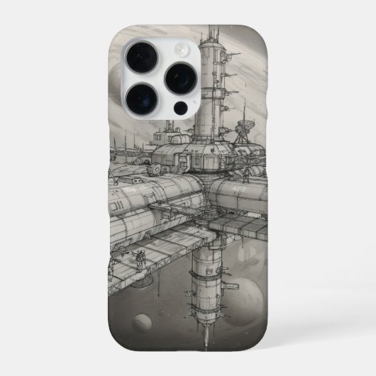 Coque iPhone 16 Pro Station spatiale futuriste en orbite autour d'une (Verso)