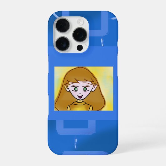 Coque iPhone 16 Pro Stéphanie Bingo Anime sur Blue Geometry (Verso)
