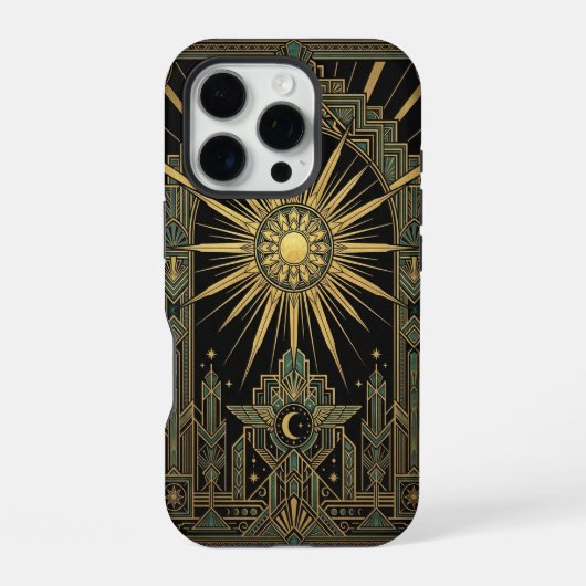 Coque iPhone 16 Pro Sun & Moon Deco Wings | Gold iPhone 16 Pro Case (Verso)