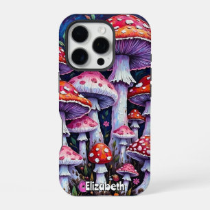 Coque iPhone 16 Pro Tapis de champignons au clair de lune